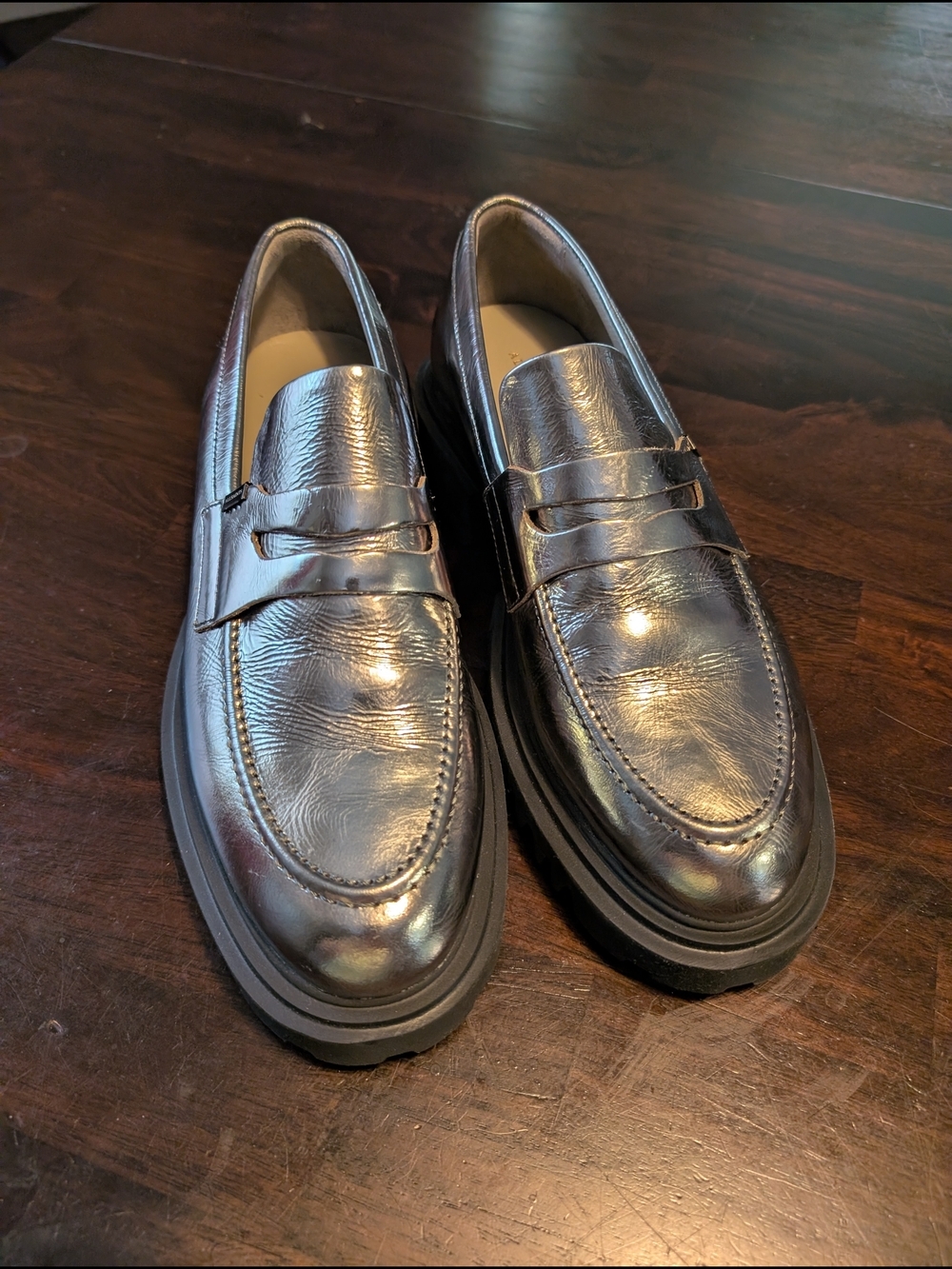 ALLSAINTS/Revolve Gunmetal Penny Loafers, Women's 11, NWOBox